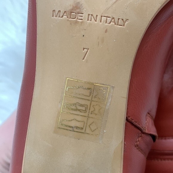 Everlane The Day Boot Italian Leather Ankle Block Heel Booties Brick Color Sz 7 - Picture 10 of 10